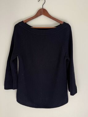 J.Crew Navy Boatneck Sweater Cotton Knit | Oversized | Size M